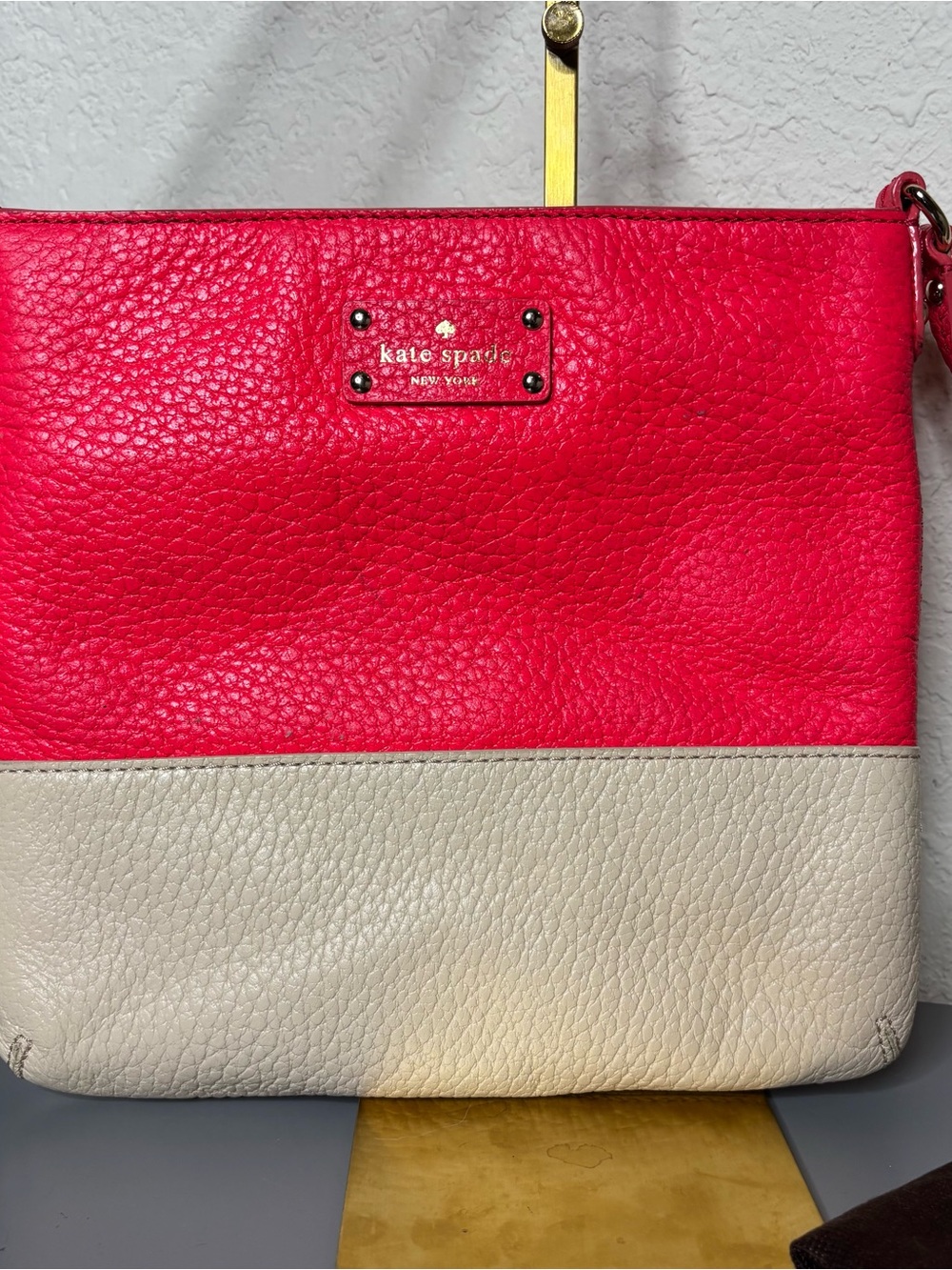 Kate Spade Grove Court Pink and Cream Leather Crossbody Bag Storybook lining - Picture 4 of 9